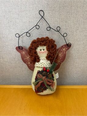 Hanging,Hand Made Cloth angel Doll, Country,dress & yarn hair, Ornament, Hoilday